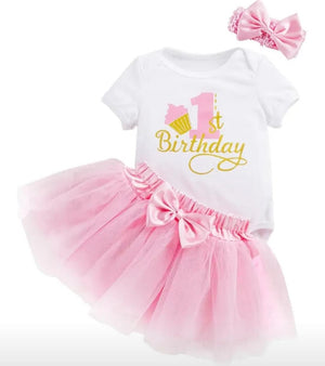First Birthday for Baby Girl Outfit with Pink Tutu