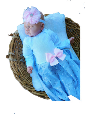 Baby Girl Coming Home Outfit Layette With Matching Flower Headband